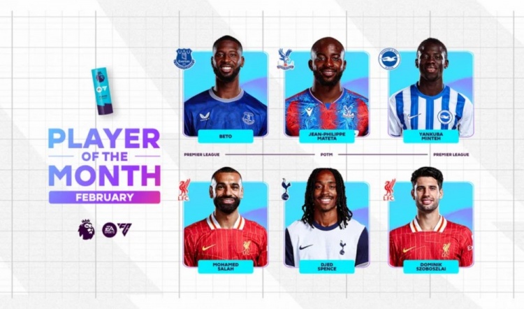 英超2月最佳候選：貝托、馬特塔、明特、薩拉赫、斯賓塞、索博